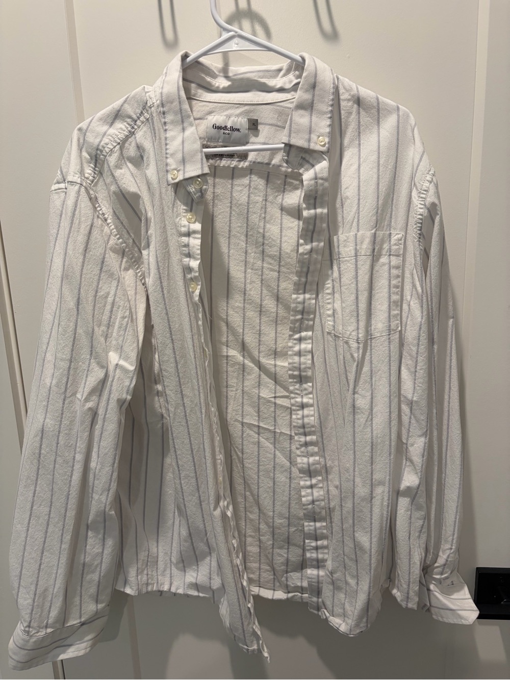 Goodfellow & Co White Shirt with Navy Pinstripes